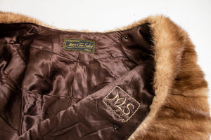 1950s Fur Stole MINK Brown Plush Fluffy Wrap Caplet