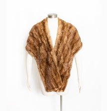 Load image into Gallery viewer, 1950s Fur Stole MINK Brown Plush Fluffy Wrap Caplet