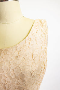 1960s Dress Champagne Lace Shift Sleeveless S