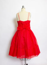 Load image into Gallery viewer, 1950s Dress Red Chiffon Sequins Full Skirt S