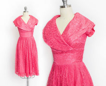 Load image into Gallery viewer, 1950s Dress Fuchsia Lace Full Skirt Party Small / XS
