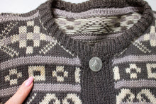 Load image into Gallery viewer, 1960s Norwegian Sweater Wool Knit Cardigan L