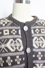 Load image into Gallery viewer, 1960s Norwegian Sweater Wool Knit Cardigan L