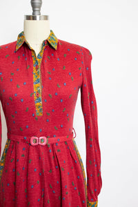 1970s Knit Dress Set Printed Cotton Knit Armand Hallenstein