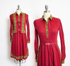 1970s Knit Dress Set Printed Cotton Knit Armand Hallenstein