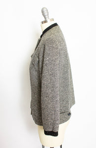 1950s Jacket Black & White Wool Fleck Small