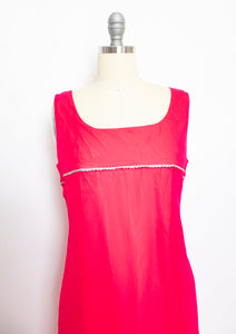 1960s Dress Fuchsia Pink Chiffon Rhinestone Gown Medium