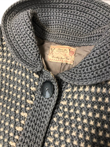 1960s Sweater Long Wool Knit Gray Cardigan