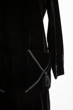 Load image into Gallery viewer, Vintage 1960s Dress Black Velvet Tassels Pockets Cocktail 60s Small