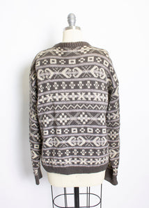 1960s Norwegian Sweater Wool Knit Cardigan L