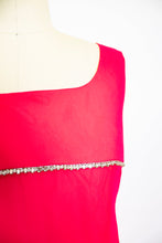 Load image into Gallery viewer, 1960s Dress Fuchsia Pink Chiffon Rhinestone Gown Medium