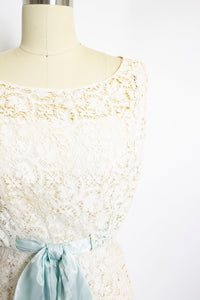 1950s FRANK STARR Dress Lace Ivory Wiggle XS