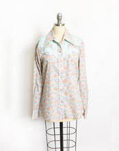 Load image into Gallery viewer, Vintage 1970s Western Shirt Pastel Floral NOS Unworn Medium / Large