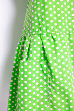Load image into Gallery viewer, Vintage 1960s Romper Lime Green Polka Dot Mod Skort Playsuit 60s Medium M