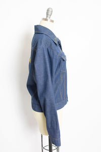 Vintage 1970s Denim Jacket Embroidered Eagle Blue Lightweight 70s Medium