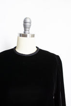 Load image into Gallery viewer, Vintage 1960s Dress Black Velvet Tassels Pockets Cocktail 60s Small