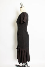 Load image into Gallery viewer, 1950s Dress Black Rayon Crepe Embroidered S
