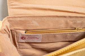 1970s Purse Beige Deerskin Leather Boho Shoulder Bag