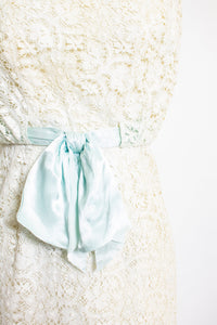 1950s FRANK STARR Dress Lace Ivory Wiggle XS