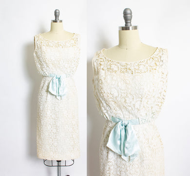 1950s FRANK STARR Dress Lace Ivory Wiggle XS