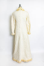 Load image into Gallery viewer, 1970s Dress Beige Ruffle Full Length Eyelet Maxi Gown Small