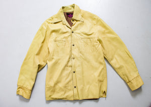 1970s Leather Jacket Heavy Shirt Beige Medium