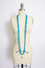 Load image into Gallery viewer, 1960s Necklace Blue Beaded Long Multi Strand