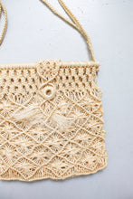 Load image into Gallery viewer, Vintage 1970s Tote Bag Macrame Crochet Hippie Boho Purse 70s