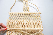 Load image into Gallery viewer, Vintage 1970s Tote Bag Macrame Crochet Hippie Boho Purse 70s