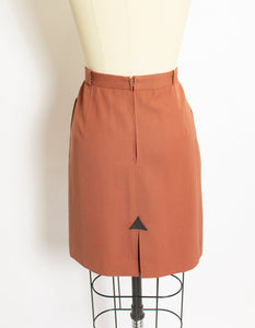 GUCCI Skirt 1980s WOOL Brown Designer Small 80s