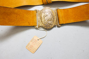 Vintage Suede Belt Deadstock NOS Boho 1970s Large