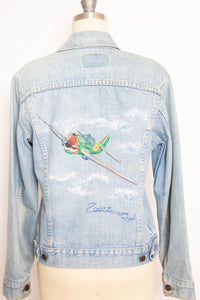 Vintage LEVI'S Denim Jacket 1970s Hand Painted Bomber 70s Small S
