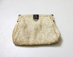 Vintage 1920s Purse Silk Embroidered Chinese Beaded Inlay Deco Clutch 20s