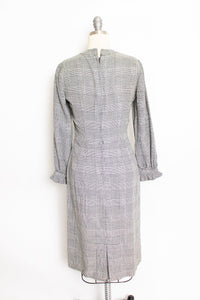Vintage 1950s Dress Wool Herringbone Ruffle Fitted Day 50s Small