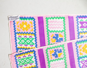 Vintage Silk Scarf Burmel Pink Japan Geometric Print