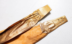 Vintage 1980s Belt Anne Klein Calderon Copper Metallic Leather Cinch Waist 80s Small