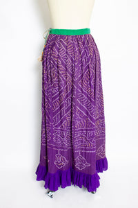 Vintage 1970s INDIAN Cotton Skirt Purple Hand Woven Boho Maxi Small