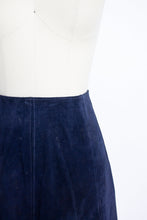 Load image into Gallery viewer, 1960s Skirt Blue Suede Striped Leather Mod Mini 60s Small S