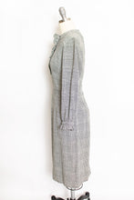 Load image into Gallery viewer, Vintage 1950s Dress Wool Herringbone Ruffle Fitted Day 50s Small