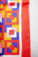 Load image into Gallery viewer, Silk Scarf Burmel DEADSTOCK Japan Geometric Print Red Square