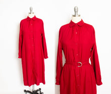 Load image into Gallery viewer, Vintage 1970s Dress Red Cotton Shirt Tent Day 70s Small S