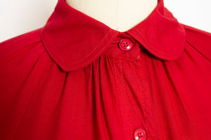 Vintage 1970s Dress Red Cotton Shirt Tent Day 70s Small S