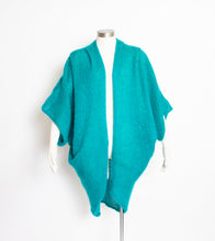 Load image into Gallery viewer, Vintage 1980s Cardigan Sweater Teal Blue Oversized Wool 80s