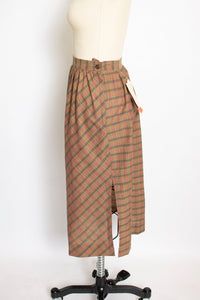 1980s Full Skirt India Cotton Plaid NOS Unworn XS