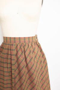 1980s Full Skirt India Cotton Plaid NOS Unworn XS