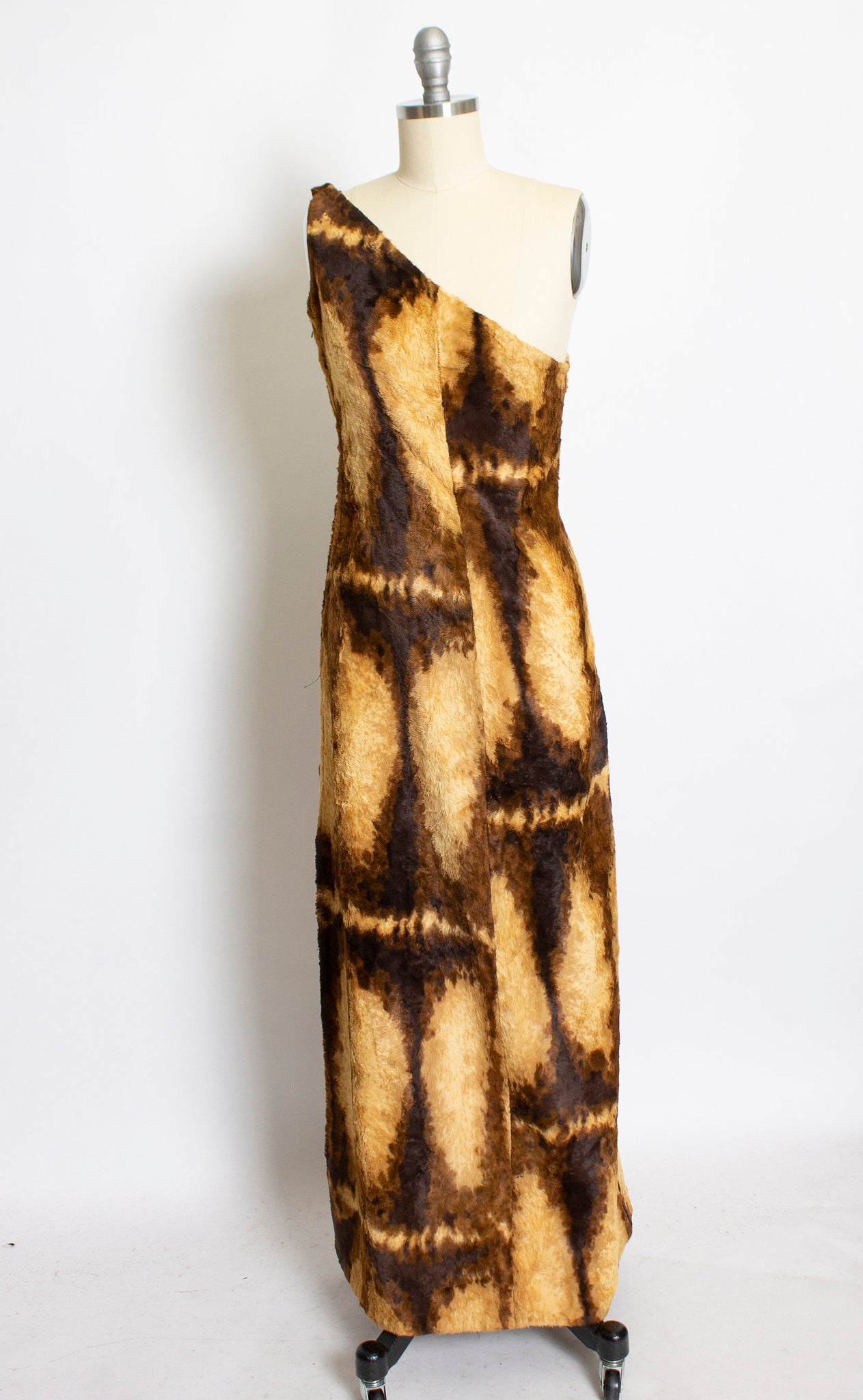 1960s Burlesque Costume Faux Fur Long Dress XS Deja Vintage Boutique 1960s Burlesque Costume Faux Fur Long Dress XS Deja Vintage Boutique