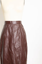 Load image into Gallery viewer, 1980s Skirt Brown Leather High Waist XS