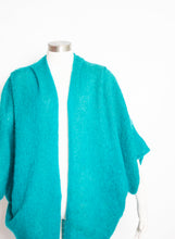 Load image into Gallery viewer, Vintage 1980s Cardigan Sweater Teal Blue Oversized Wool 80s