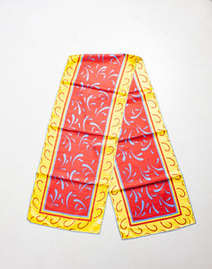 Vintage Silk Scarf Burmel DEADSTOCK Red Long Printed