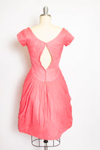 Load image into Gallery viewer, 1960s Dress Pink Chiffon Ruched Full Skirt 50s XS